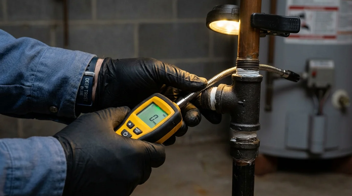 Gas leak detection with electronic sniffer by Johns Plumbing LLC in Dexter